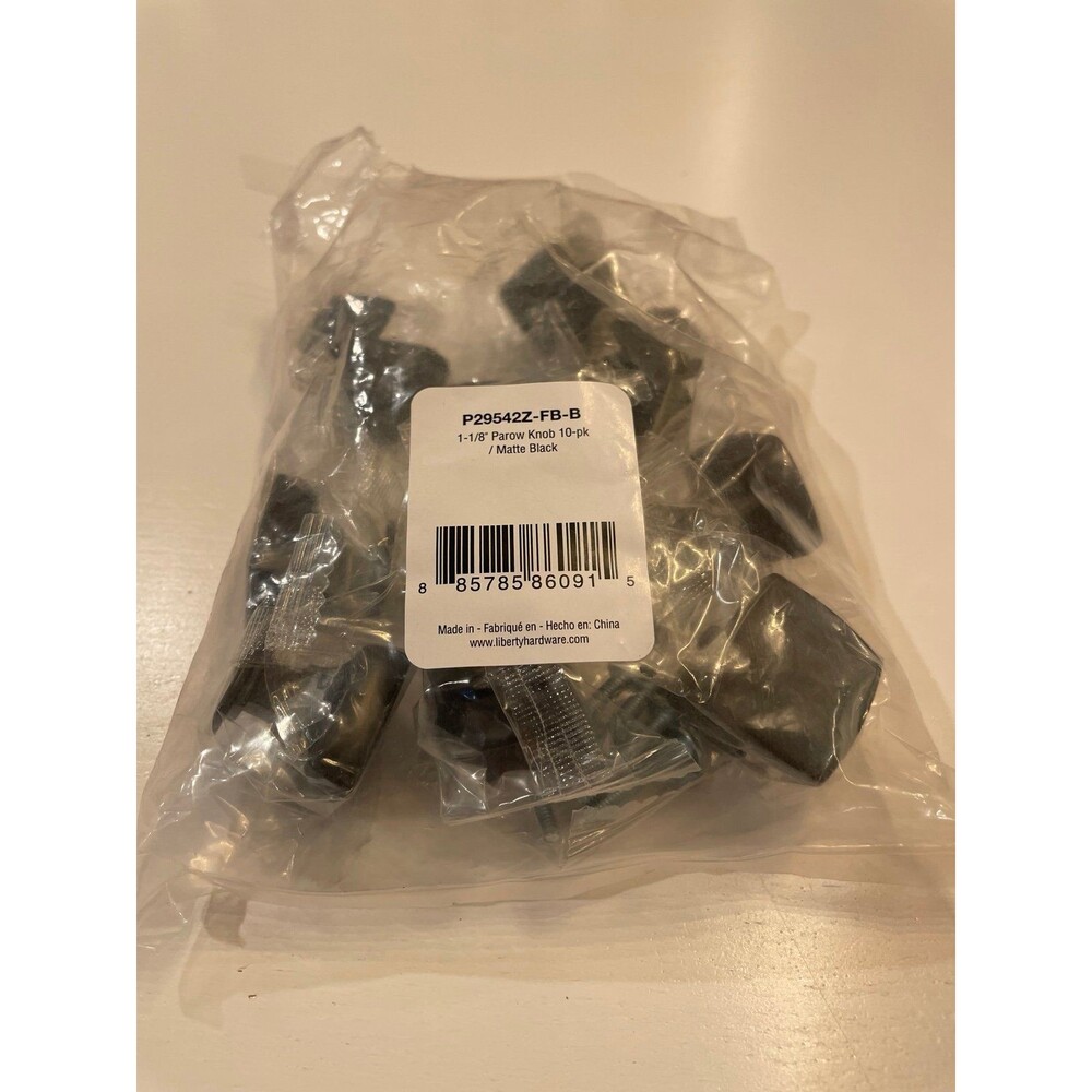 10-Pack Liberty / Franklin Brass "Parow" 1-1/8" Square Cabinet Knobs-Matte BLACK